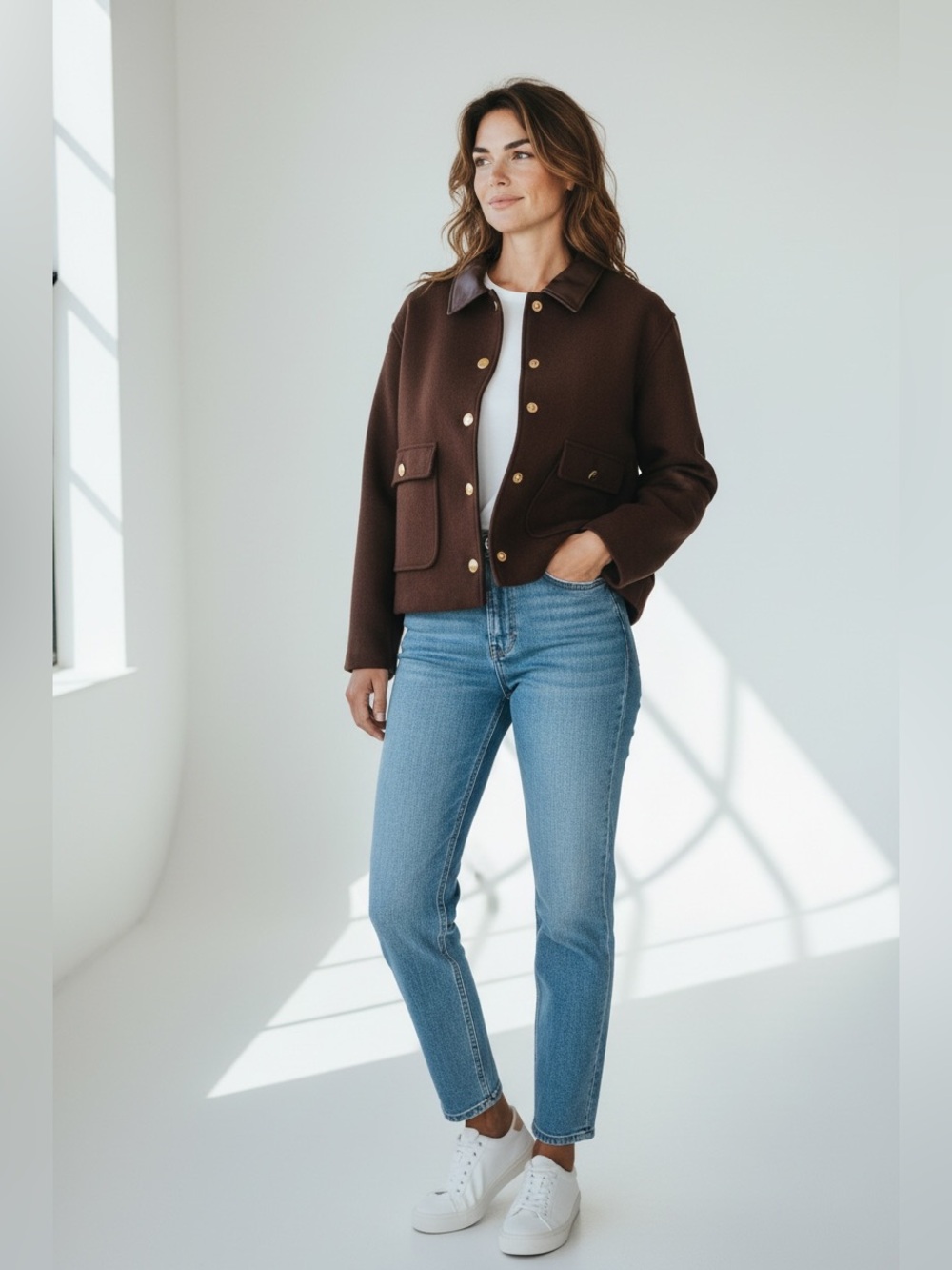 Kenneth Cole Women’s Brown Stone Big Pockets Jacket Sz Large NWT